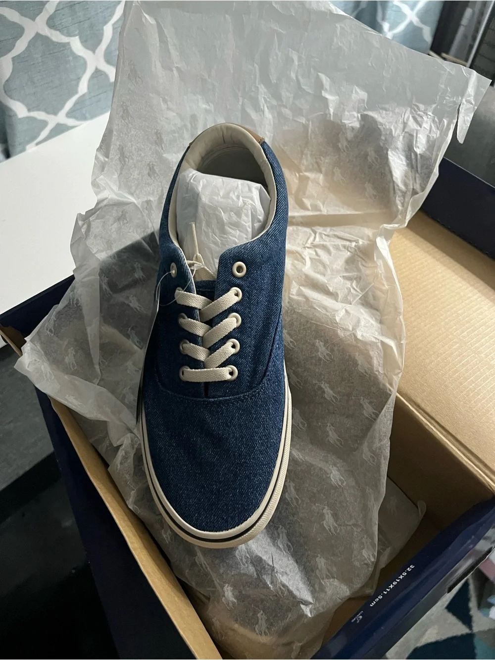 Polo by Ralph Lauren Navy jeans Canvas Sneakers with Cream Laces